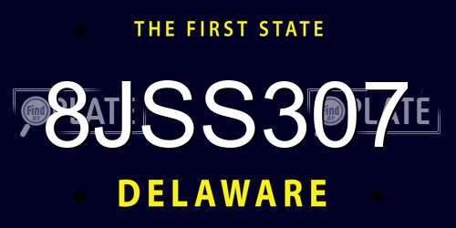 8JSS307 Delaware License Plate