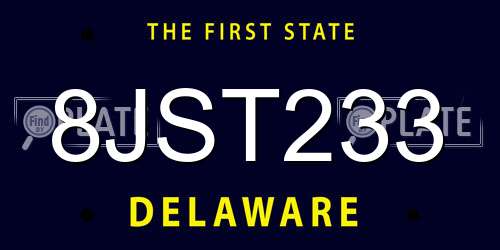 8JST233 Delaware License Plate