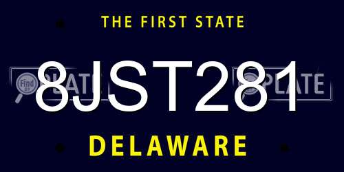 8JST281 Delaware License Plate