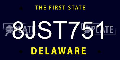 8JST751 Delaware License Plate