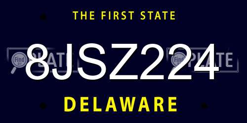 8JSZ224 Delaware License Plate