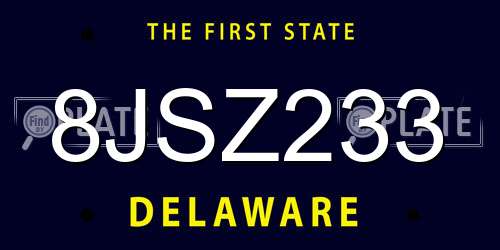8JSZ233 Delaware License Plate
