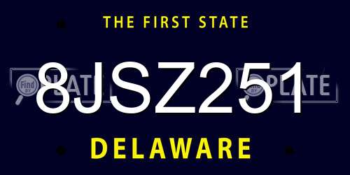 8JSZ251 Delaware License Plate
