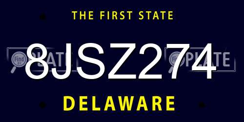 8JSZ274 Delaware License Plate
