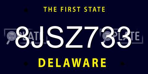 8JSZ733 Delaware License Plate