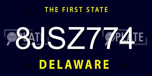 8JSZ774 Delaware License Plate