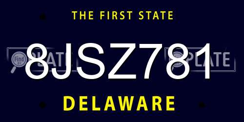 8JSZ781 Delaware License Plate