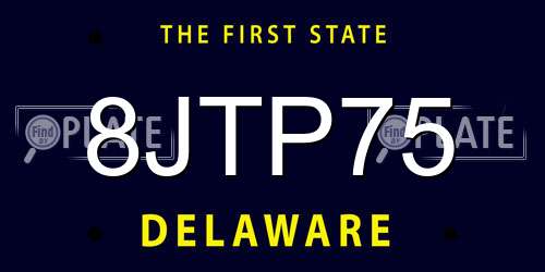 8JTP75 Delaware License Plate
