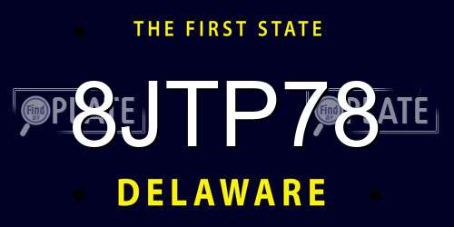 8JTP78 Delaware License Plate
