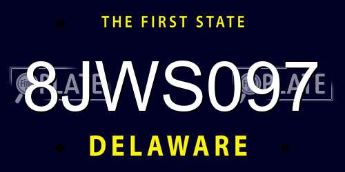 8JWS097 Delaware License Plate