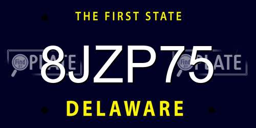 8JZP75 Delaware License Plate