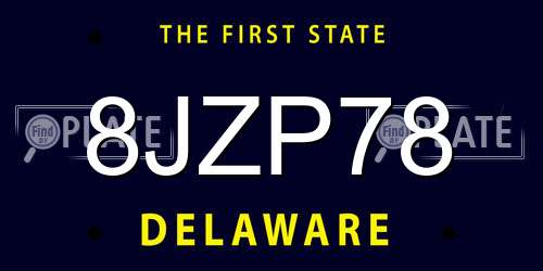 8JZP78 Delaware License Plate