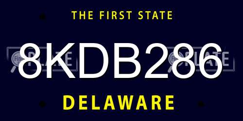 8KDB286 Delaware License Plate