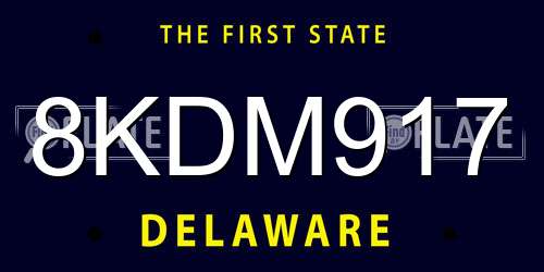 8KDM917 Delaware License Plate