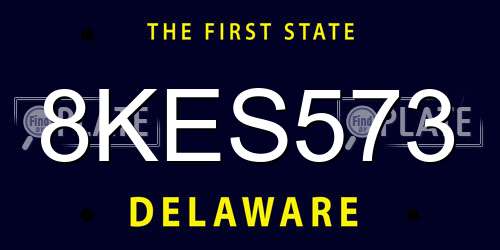 8KES573 Delaware License Plate