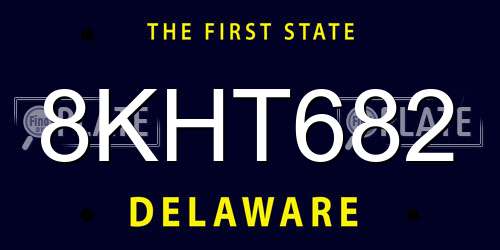 8KHT682 Delaware License Plate