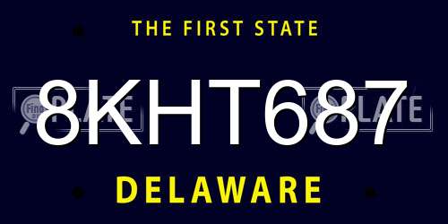 8KHT687 Delaware License Plate