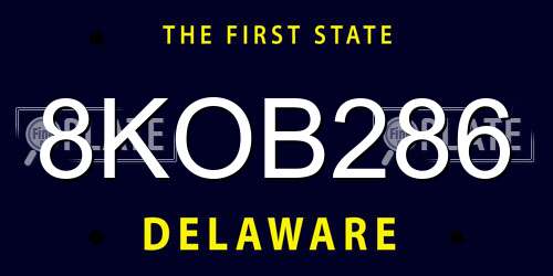 8KOB286 Delaware License Plate