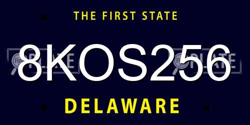 8KOS256 Delaware License Plate