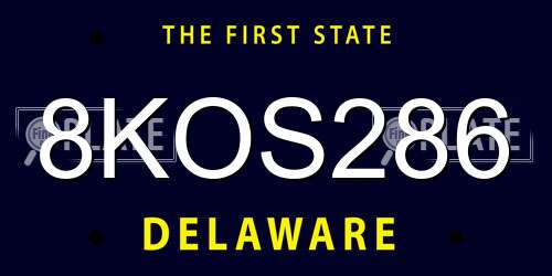 8KOS286 Delaware License Plate