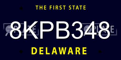 8KPB348 Delaware License Plate