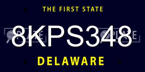 8KPS348 Delaware License Plate