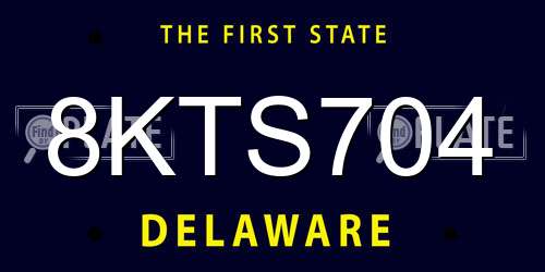 8KTS704 Delaware License Plate
