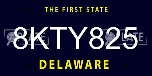 8KTY825 Delaware License Plate