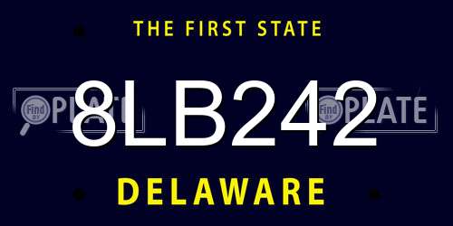 8LB242 Delaware License Plate