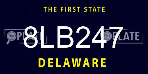 8LB247 Delaware License Plate