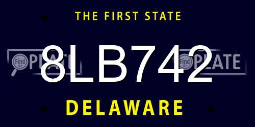 8LB742 Delaware License Plate