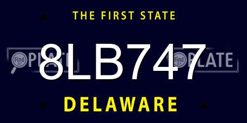 8LB747 Delaware License Plate