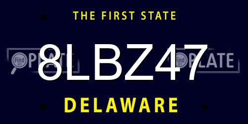 8LBZ47 Delaware License Plate