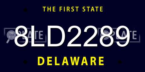 8LD2289 Delaware License Plate