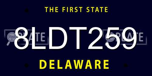 8LDT259 Delaware License Plate
