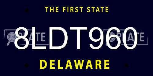 8LDT960 Delaware License Plate