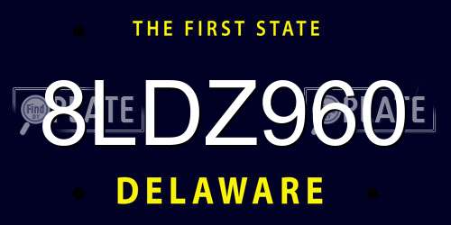 8LDZ960 Delaware License Plate