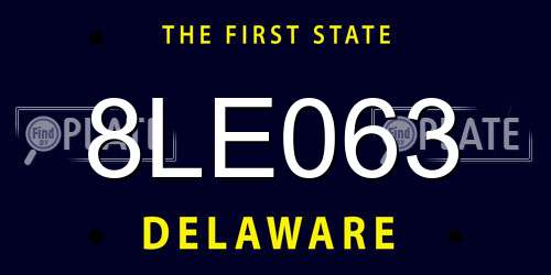 8LE063 Delaware License Plate