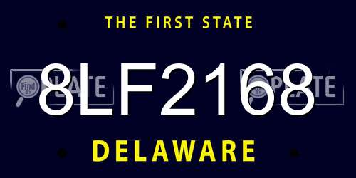 8LF2168 Delaware License Plate