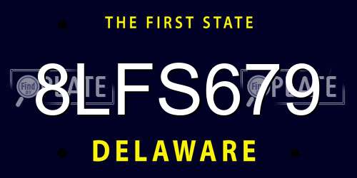 8LFS679 Delaware License Plate