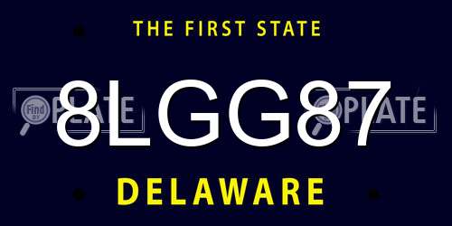 8LGG87 Delaware License Plate