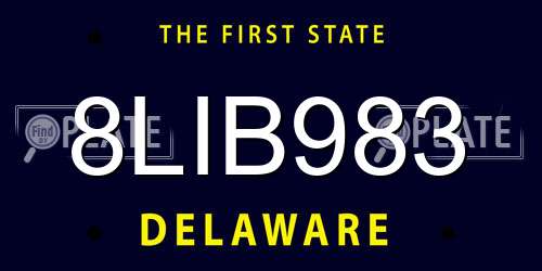 8LIB983 Delaware License Plate
