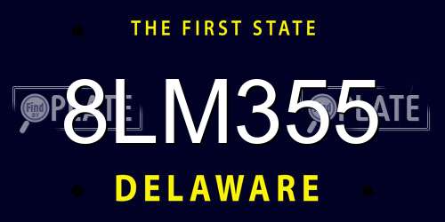 8LM355 Delaware License Plate