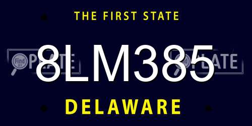8LM385 Delaware License Plate