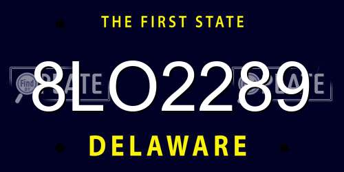 8LO2289 Delaware License Plate