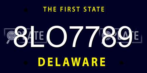 8LO7789 Delaware License Plate