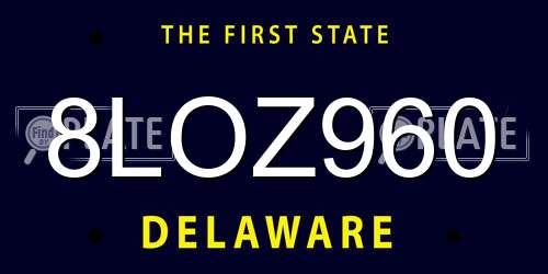 8LOZ960 Delaware License Plate
