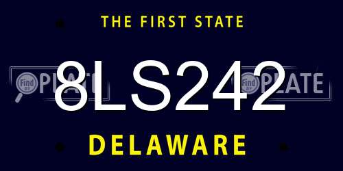 8LS242 Delaware License Plate