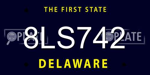 8LS742 Delaware License Plate