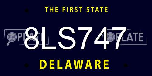 8LS747 Delaware License Plate